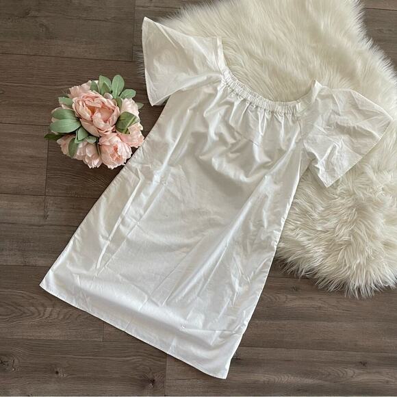 New Banana Republic Poplin White Off Shoulder Shift Dress S - Picture 3 of 5